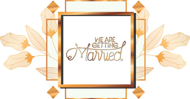 金色镶花的婚礼请柬图片下载