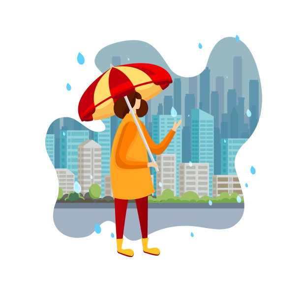 雨中穿着斗篷和靴子撑着伞的女人图片下载