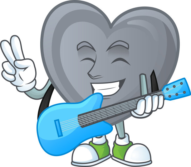 吉祥物灰爱与吉他表演图片下载