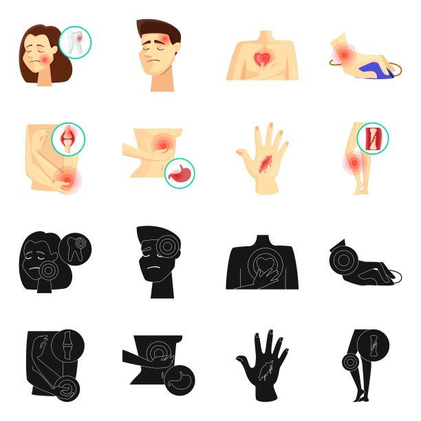 设计医院和渲染标志集图片下载