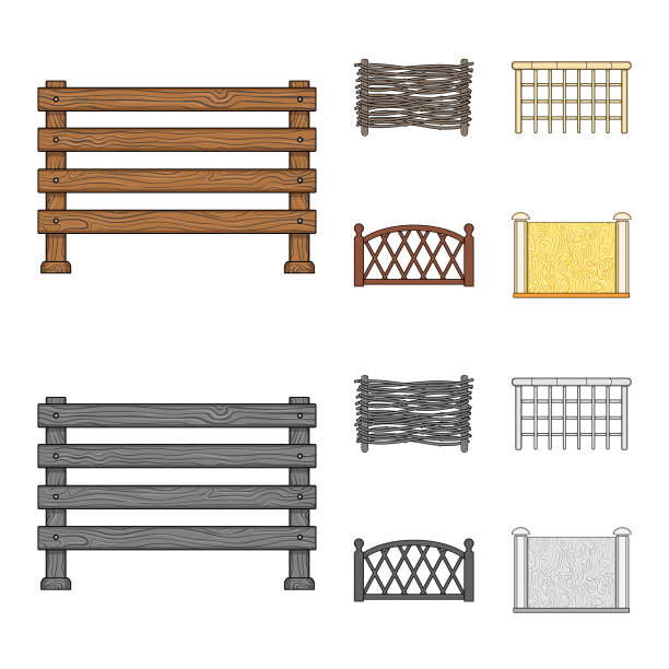 隔离对象的大门和围栏标志集图片下载