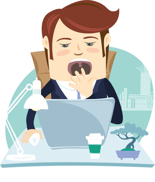 滑稽的商人在他工作的公寓打哈欠图片下载