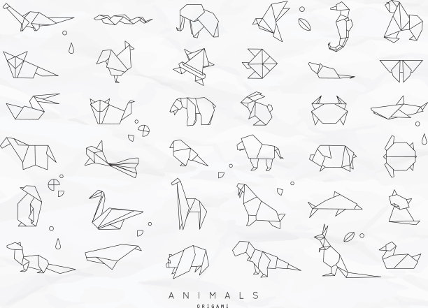 动物平折纸集皱图片下载
