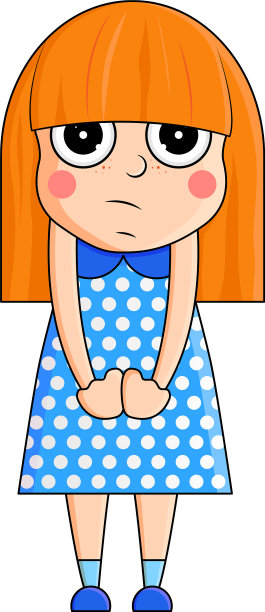 可爱的卡通女孩与悲伤的情绪图片下载