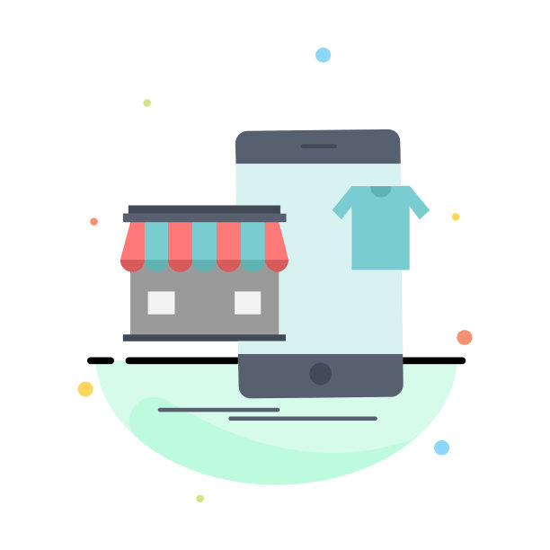 购物服装购买网上商店平面彩色图标图片下载