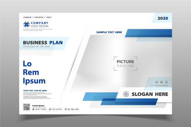 抽象现代蓝色模板小册子图片下载