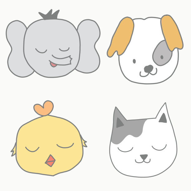 大象狗鸡和猫的脸图片下载