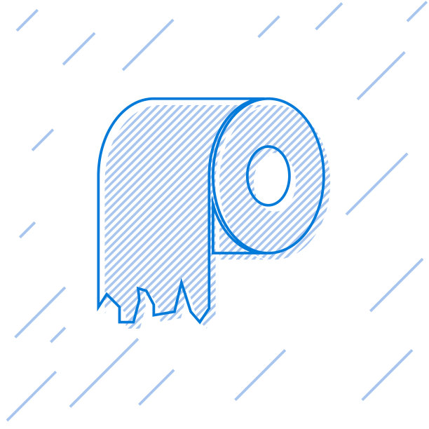 蓝色卫生纸卷线图标隔离上图片下载