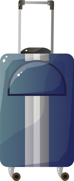 带轮子的蓝色塑料旅行箱图片下载