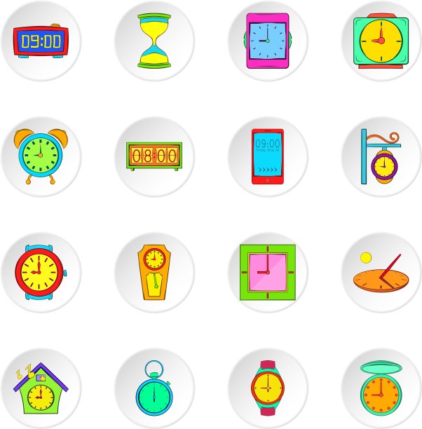 时钟图标设置为平面样式图片下载