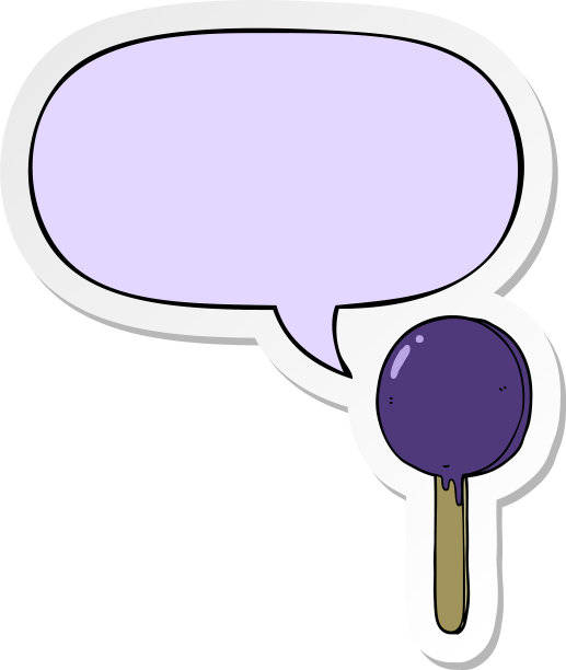 卡通棒棒糖和语音泡泡贴纸图片下载