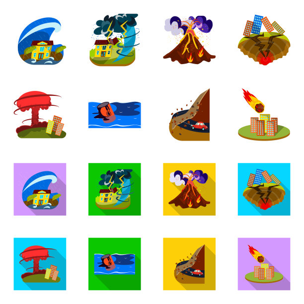 孤立物体、天气和遇险标志设置图片下载