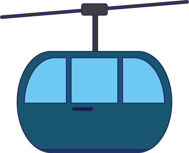 索道客舱标志孤立蓝线图片下载