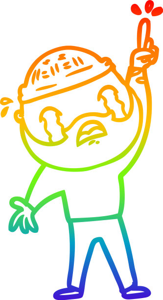 彩虹渐变线画卡通大胡子男人图片下载