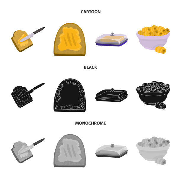 奶油和产品符号集的孤立对象图片下载