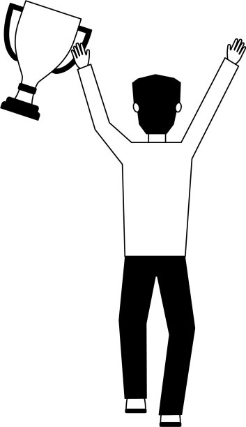 商人拿着奖杯庆祝成功图片下载