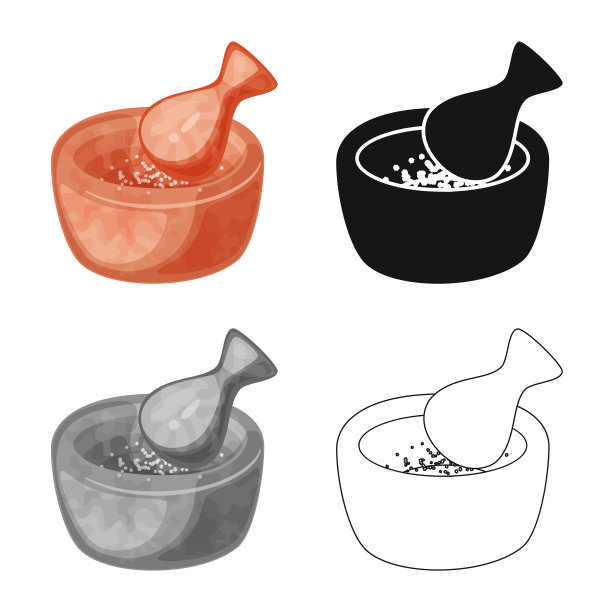 砂浆和调味料标识集的设计图片下载