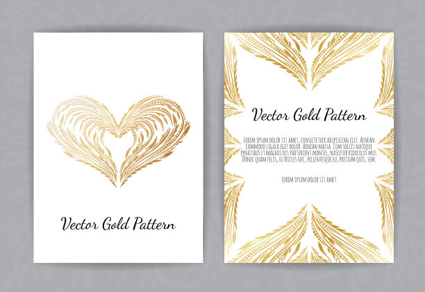 带有花卉元素的金色请柬图片下载