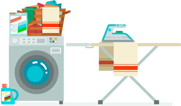 洗衣机，洗衣篮，用来洗脏衣服图片下载