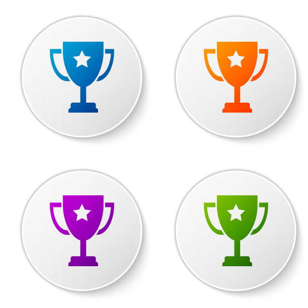彩色奖杯图标孤立在白色背景图片下载
