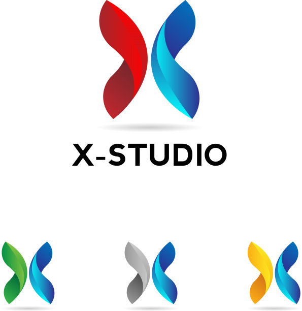 抽象彩色动感X标志符号图标图片下载