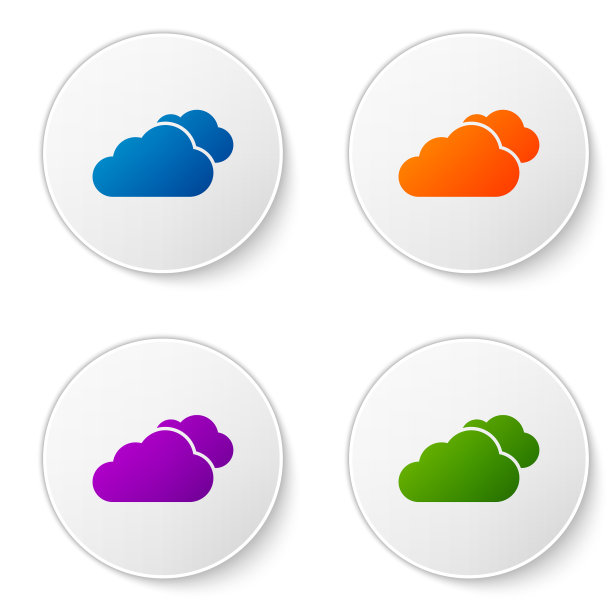 彩色云图标孤立在白色背景设置图片下载