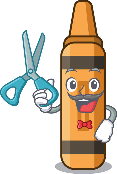 理发师橙色蜡笔上面的吉祥物书图片下载