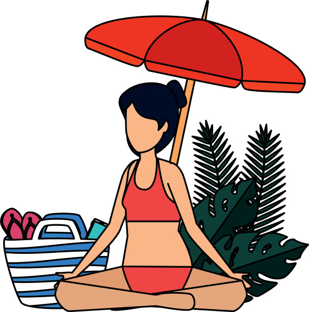 漂亮女人打着伞练瑜伽图片下载