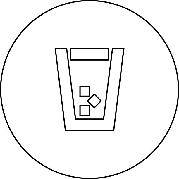 圆形轮廓中的冰块玻璃黑色图标图片下载