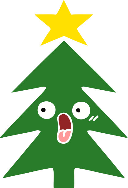 平色复古卡通圣诞树图片下载