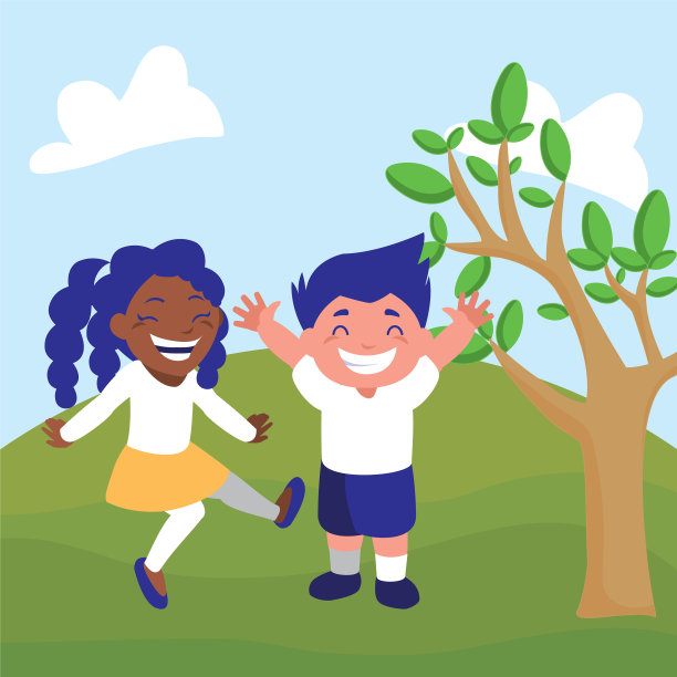 快乐的孩子们在营地跨种族图片下载