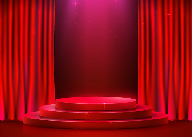 用聚光灯照亮的抽象圆形讲台图片下载