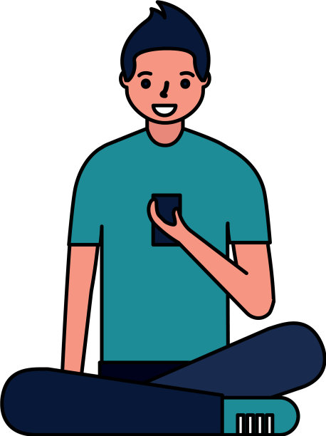 男人坐着使用手机图片下载