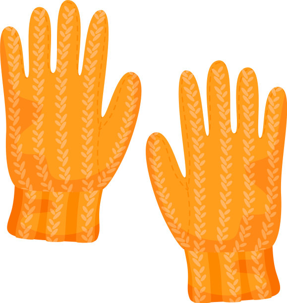 在白色背景上编织橙色手套图片下载