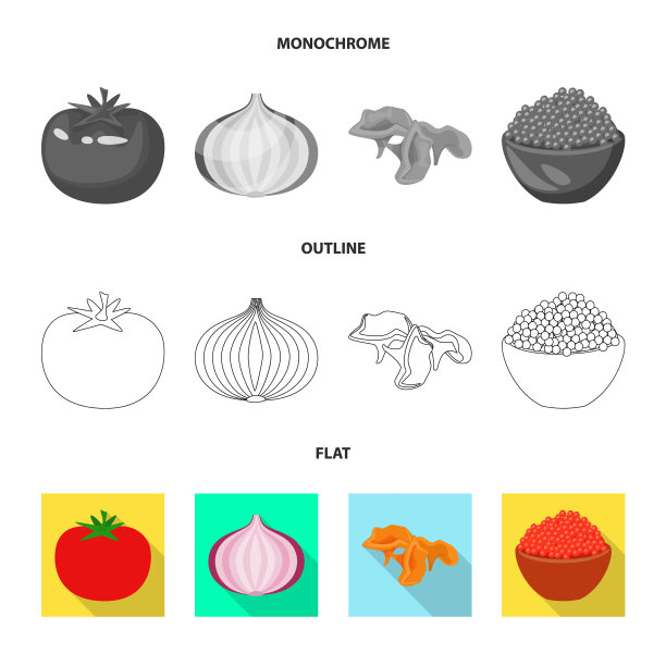 孤立对象的口味和产品图标集图片下载