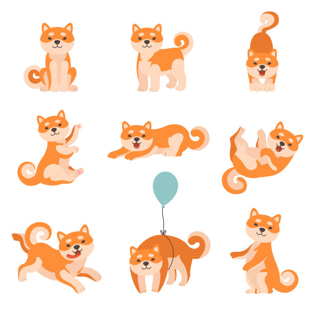 柴犬的日常活动设置图片下载