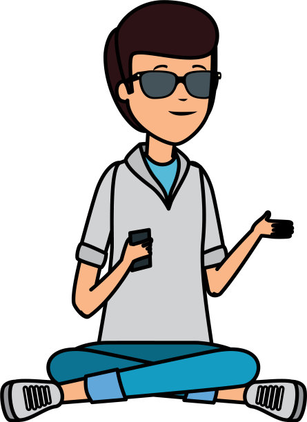 戴着太阳镜和智能手机的年轻人图片下载