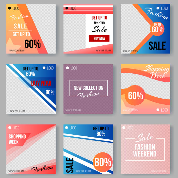 为社交媒体设置几何样式模板图片下载