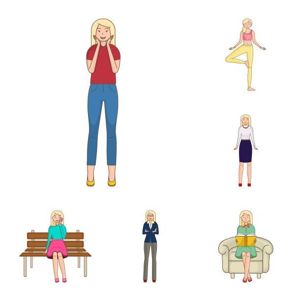 设计女性和人体标志套装的女性图片下载