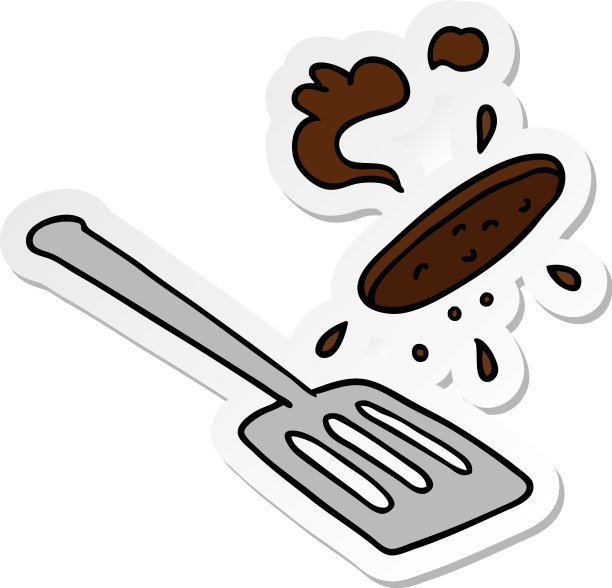 一个汉堡被翻转的卡通贴纸涂鸦图片下载