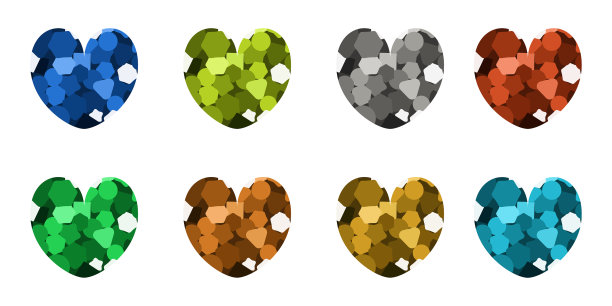 一组心形的图标图片下载