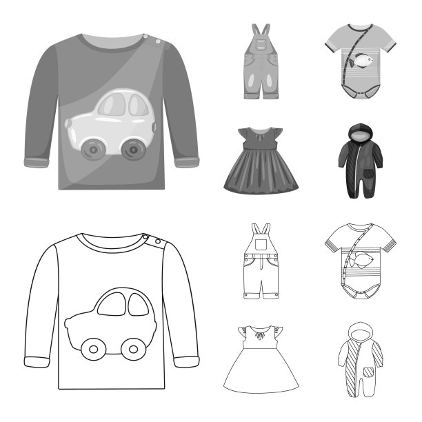 时装与服装标识的孤立对象图片下载