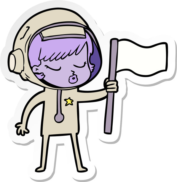 一个卡通美女宇航员的贴纸图片下载