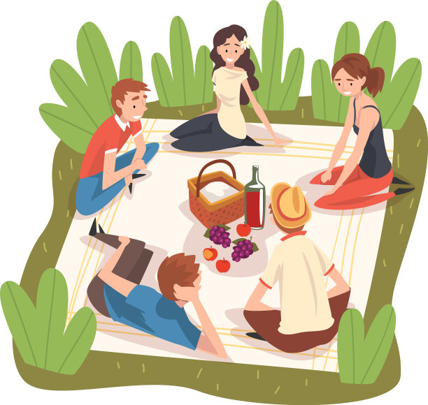 人们在公园野餐快乐的年轻人和图片下载