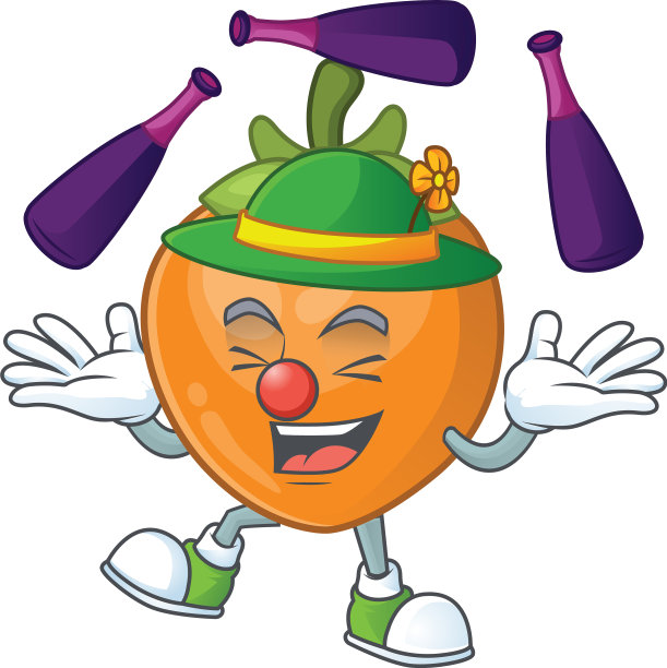 可爱的卡通风格的柿子与吉祥物杂耍图片下载