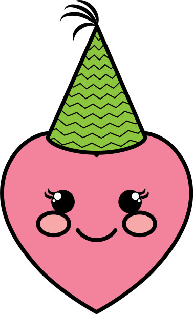 心形表情脸和派对帽图片下载