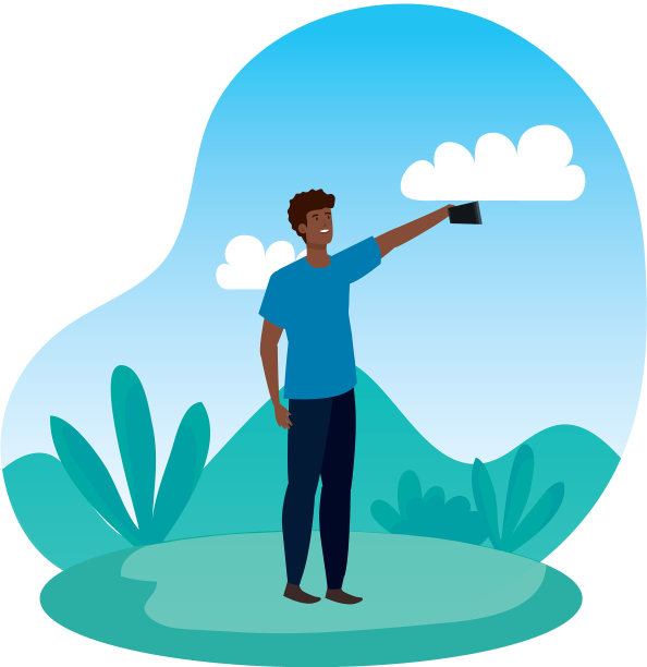 快乐的非洲裔年轻人在野外自拍图片下载