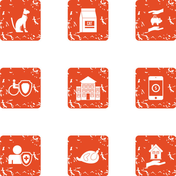 动物补救图标设置垃圾风格图片下载