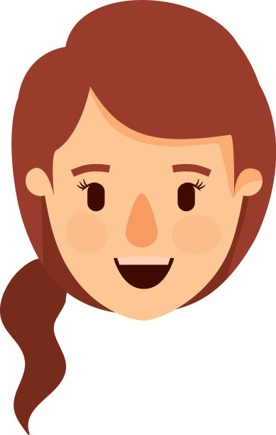 彩色图像漫画正面观脸女人图片下载