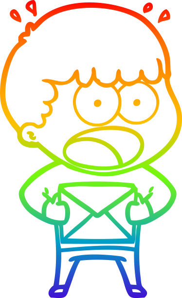 彩虹梯度线画漫画震惊男人图片下载